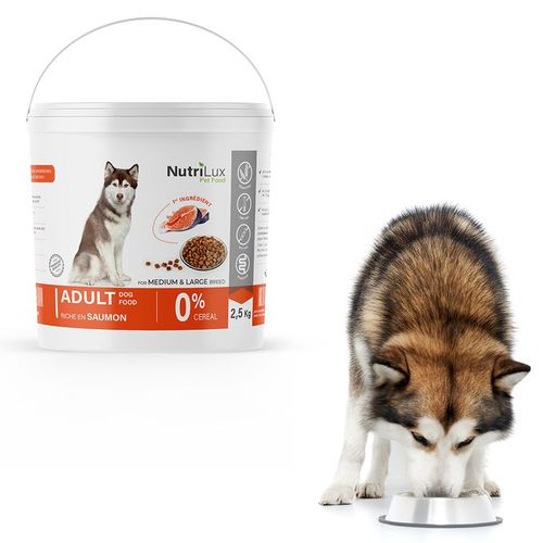 Croquettes chien sans céreal riche en saumon 2,5kg
