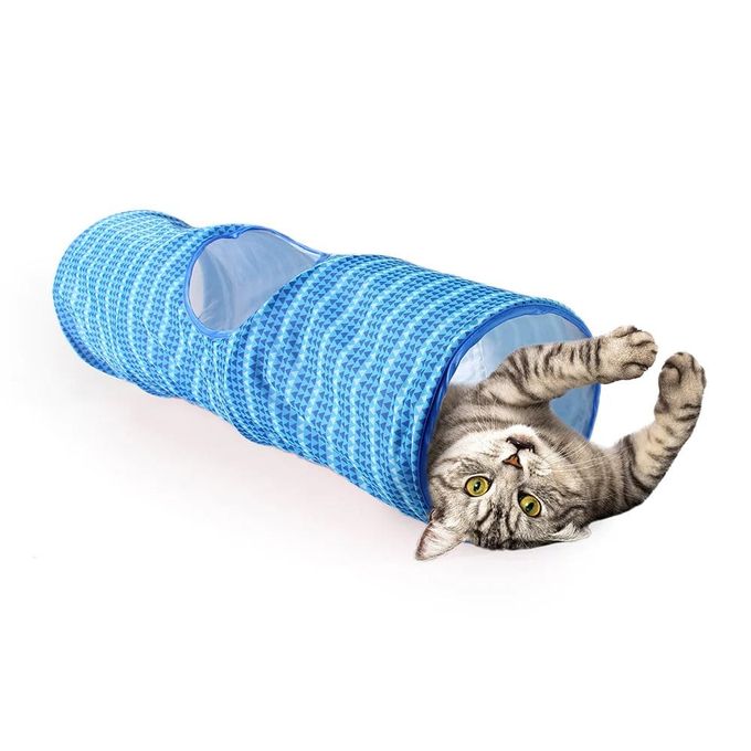 Tunnel pour chat 70 cm bleu