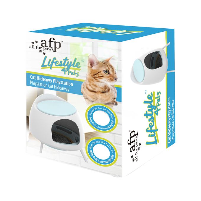 Cave de jeu pour chat avec grattoir et jouet + catnip