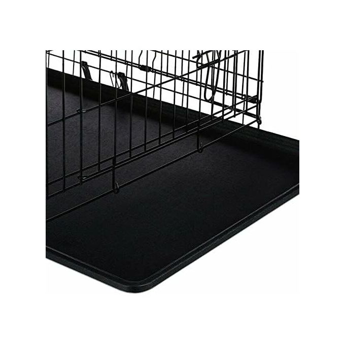 Cage pour chien avec 2 portes, plateau en plastique amovible et pliable en métal