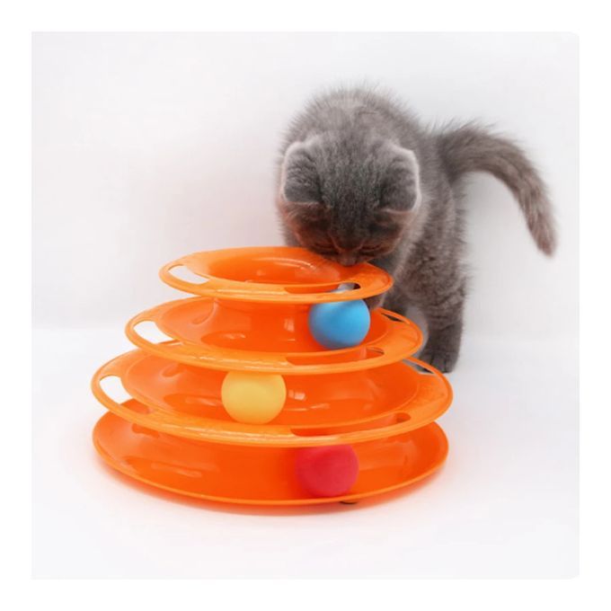 Jouet boule pour chat trois plateaux rotatifs