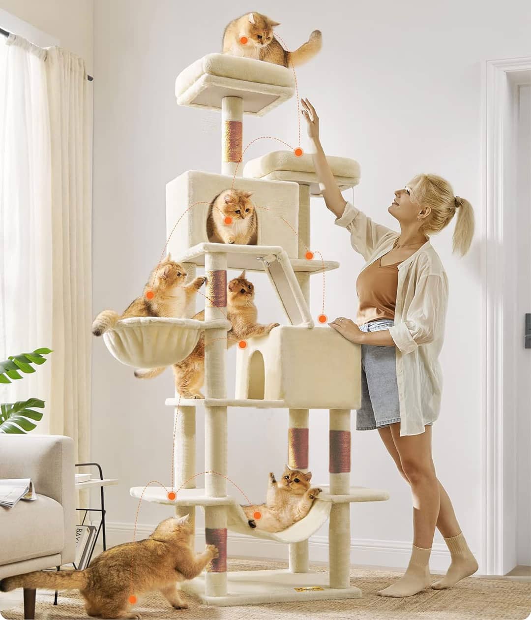 Arbre à Chat Multi-Niveaux – 186 cm