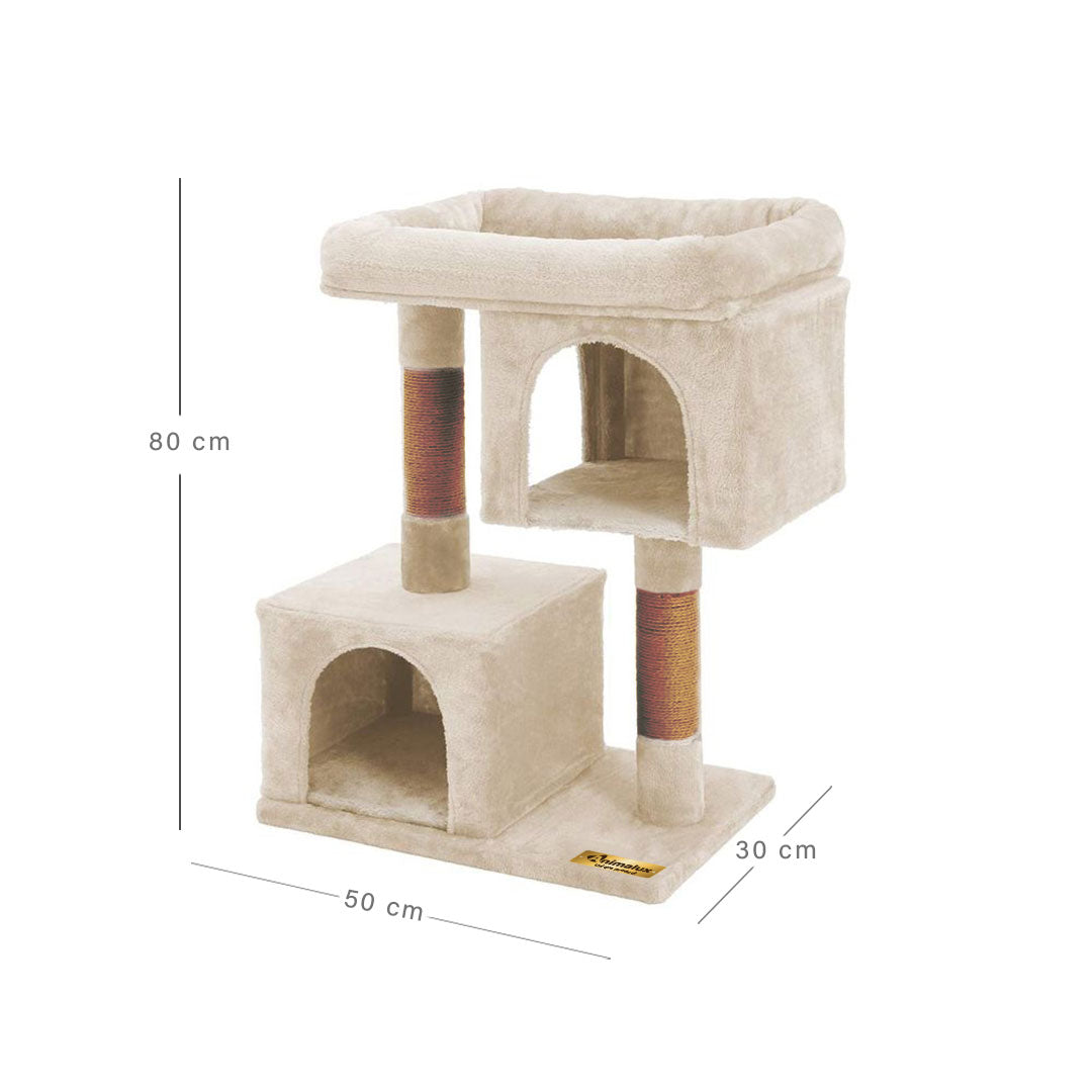 Arbre à chat de luxe en bois naturel – 80 cm - Beige - ECO