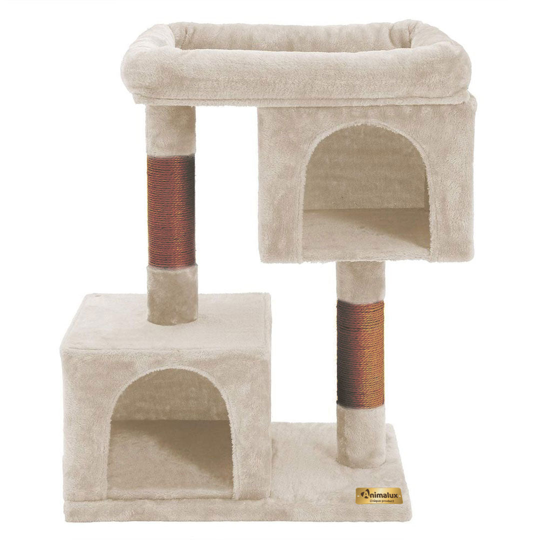 Arbre à chat de luxe en bois naturel – 80 cm - Beige - ECO