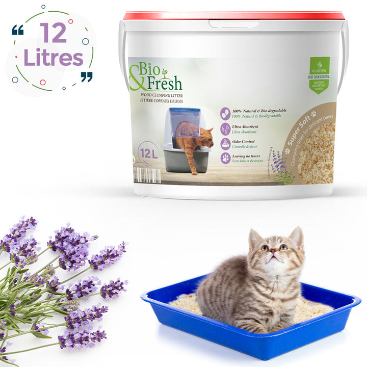 Litière pour chat en bois 12L Lavender Bio Fresh
