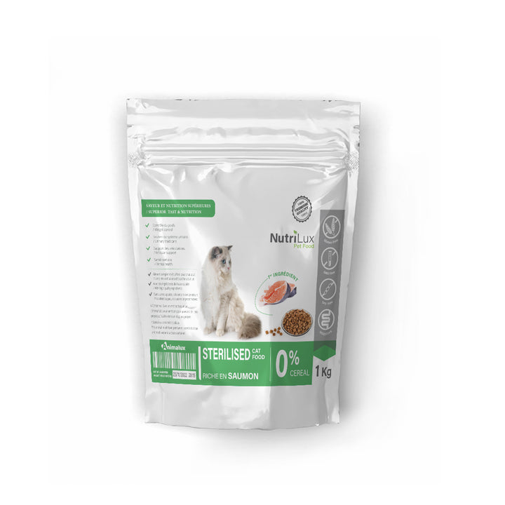 Nutrilux Croquette chat adult STERILISED  Saumon SANS CEREAL 1 KG