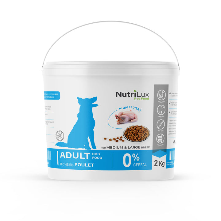 Nutrilux Croquettes chien sans céreal riche en poulet 2kg