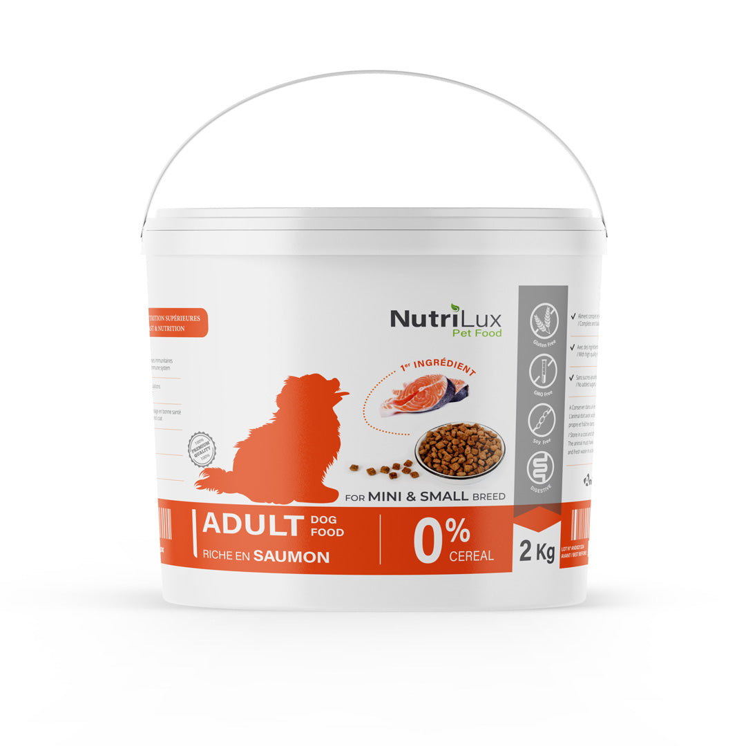 Nutrilux Croquettes chien adult sans céreal riche en saumon 2kg