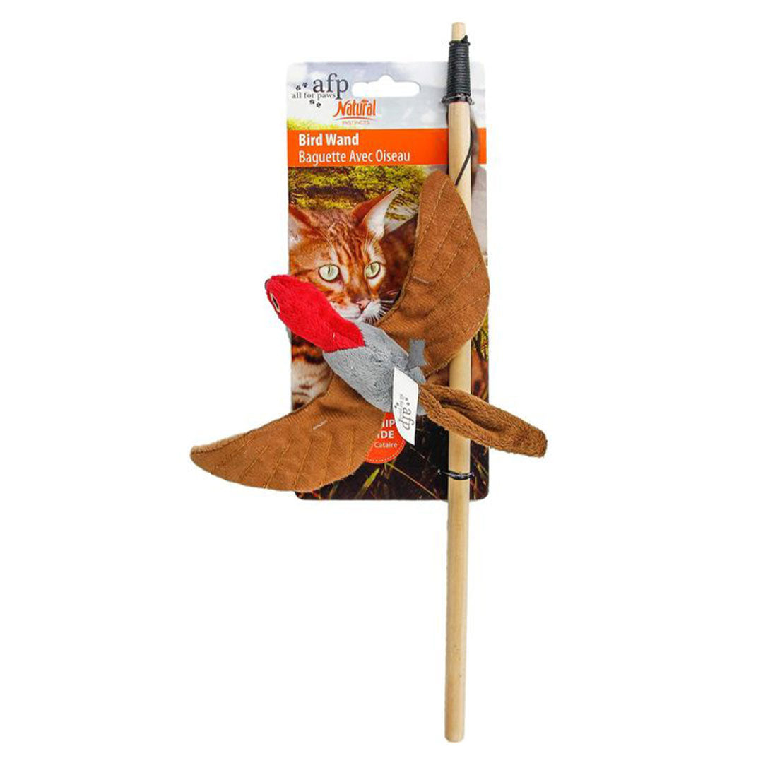 Jouet Baguette avec oiseau maron rouge