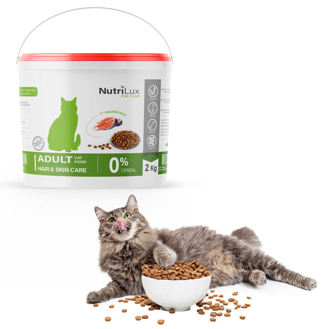 NutriLux Croquettes Chat Hair & Skin Care Saumon 2 kg – 0 % Céréales
