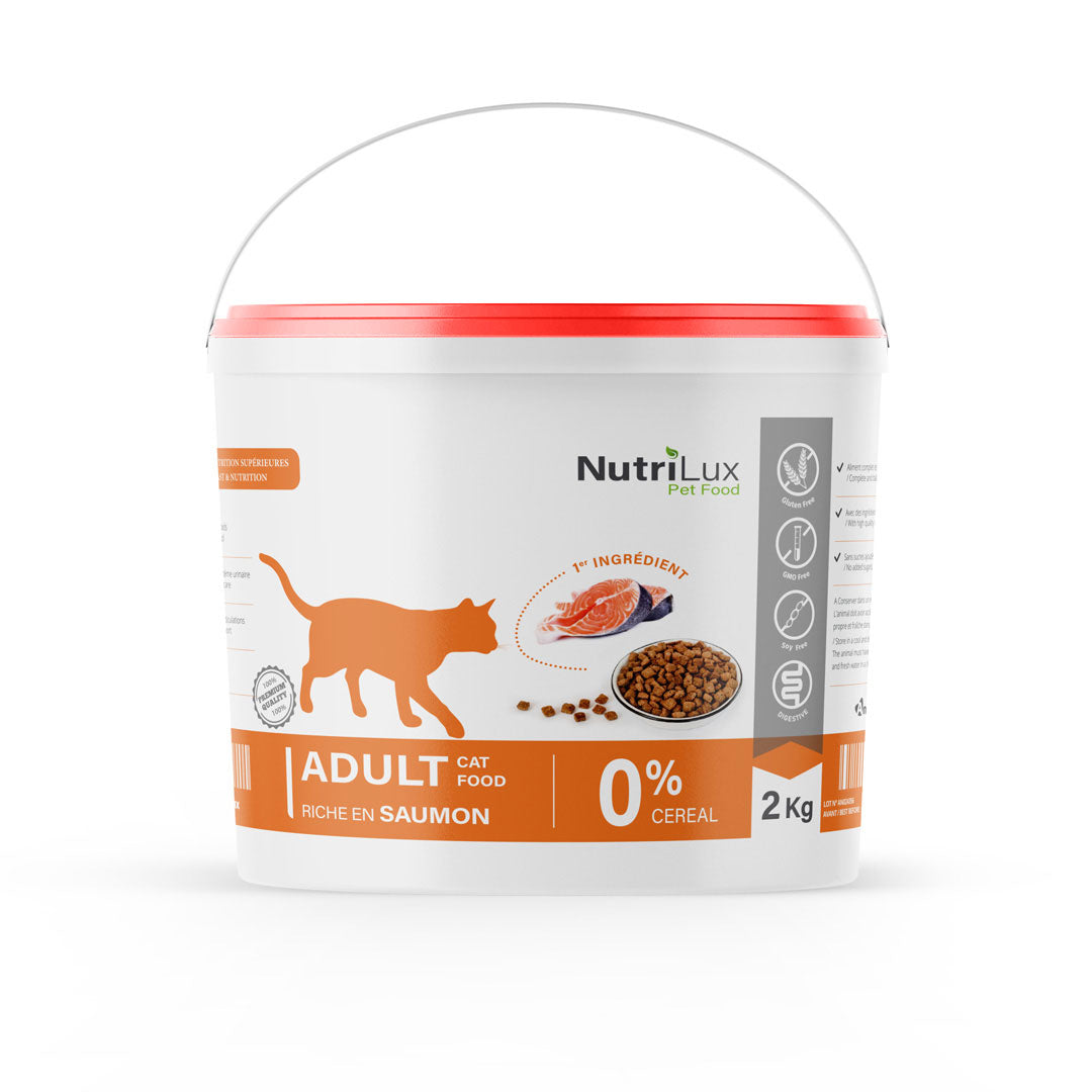 NutriLux Croquettes Chat Adulte Saumon 2 kg – 0 % Céréales