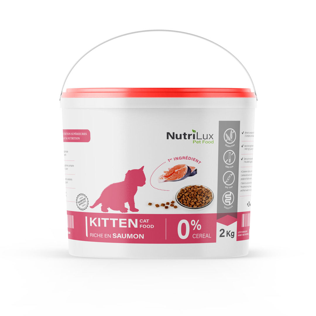 NutriLux Croquettes Kitten Saumon 2 kg – 0 % Céréales