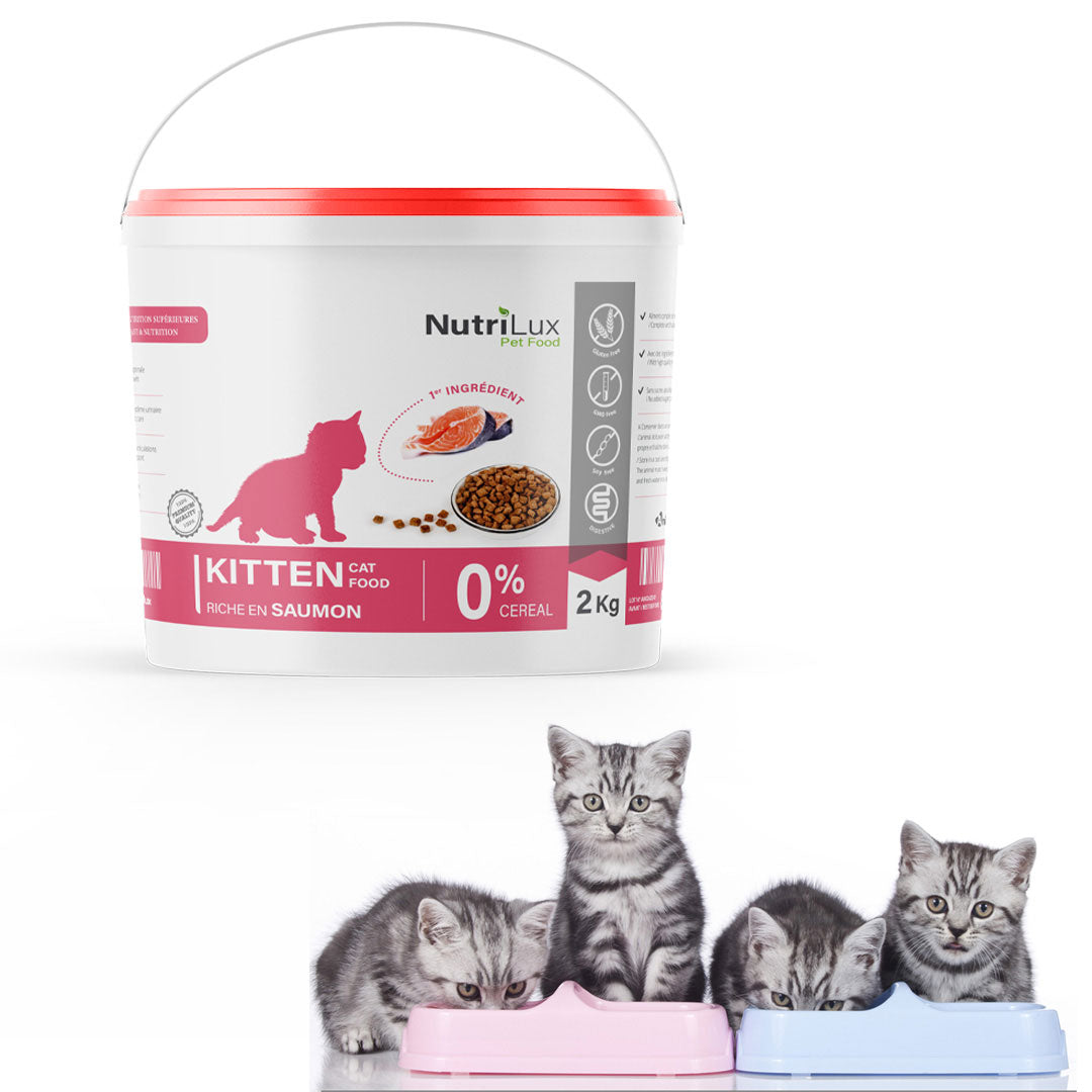 NutriLux Croquettes Kitten Saumon 2 kg – 0 % Céréales