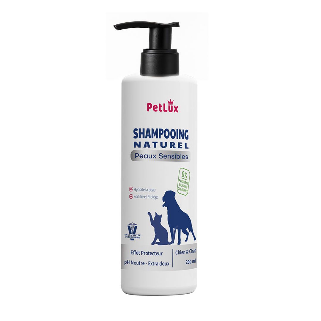 Petlux Shampooing Naturel Peau & Yeux Sensibles – Chien & Chat (200ml)
