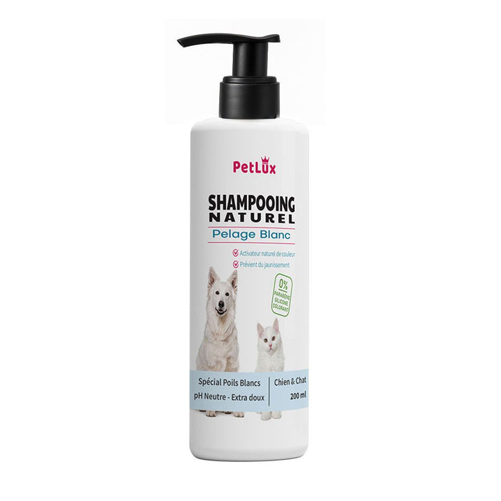 Petlux Shampooing Naturel Pelage Blanc – Chien & Chat (200ml)