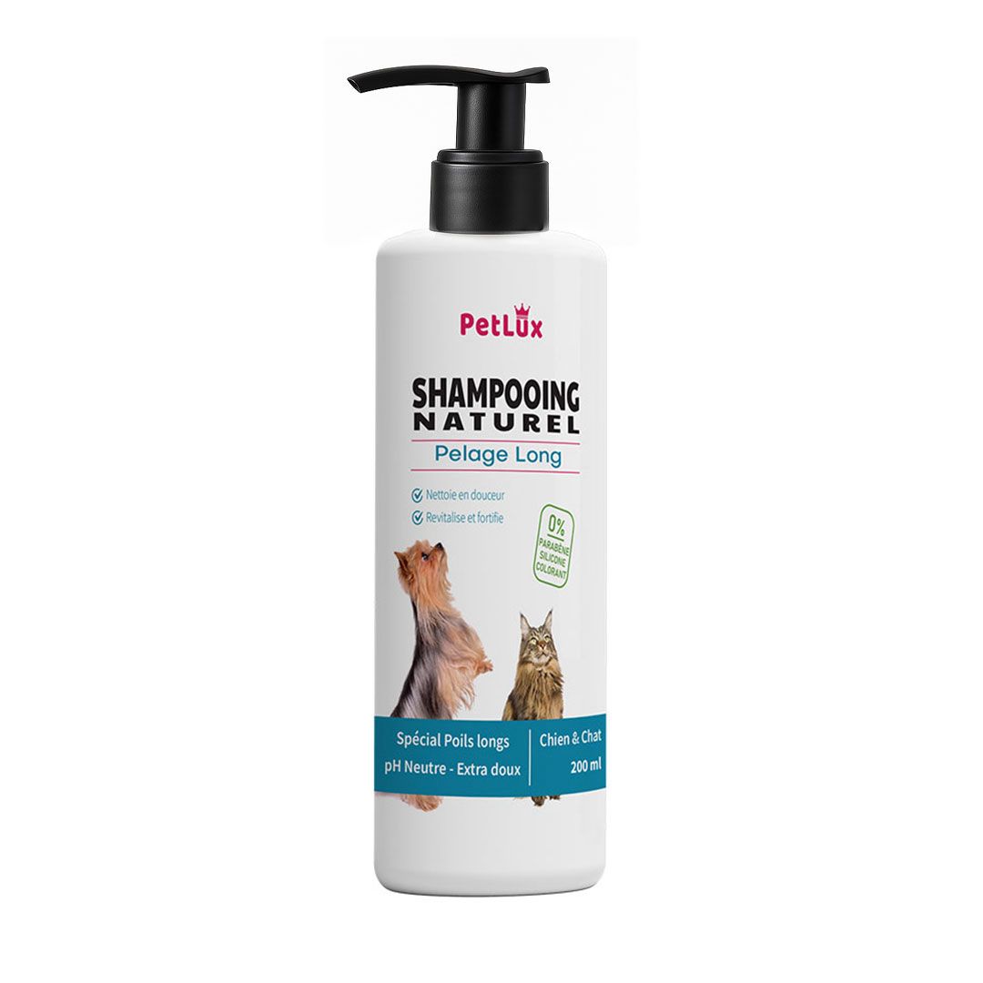 Petlux Shampooing Naturel Pelage Long – Chien & Chat (200ml)