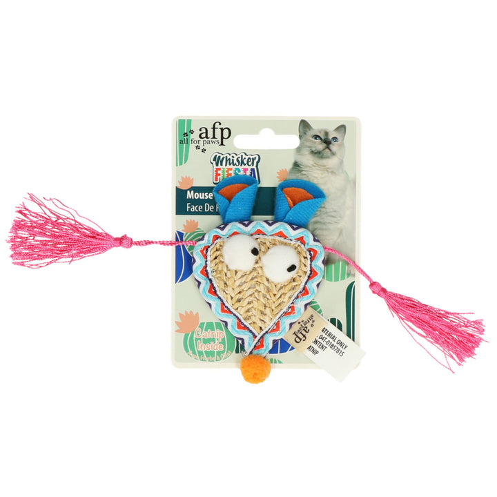 Jouet catnip – Face de souris en raffia et pompon